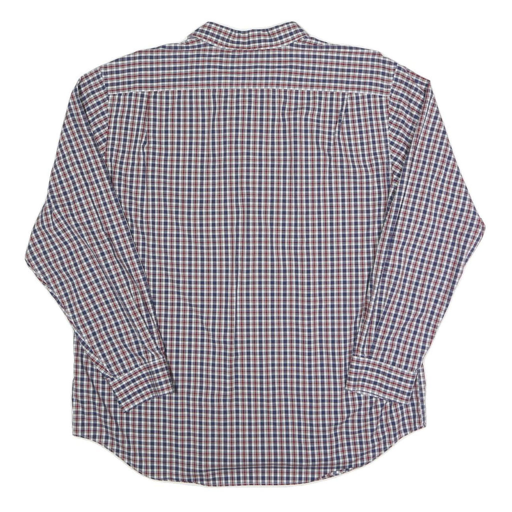 NAUTICA Mens Blue & Red Checked Shirt XL Classic Cotton Blend Long Sleeve Button