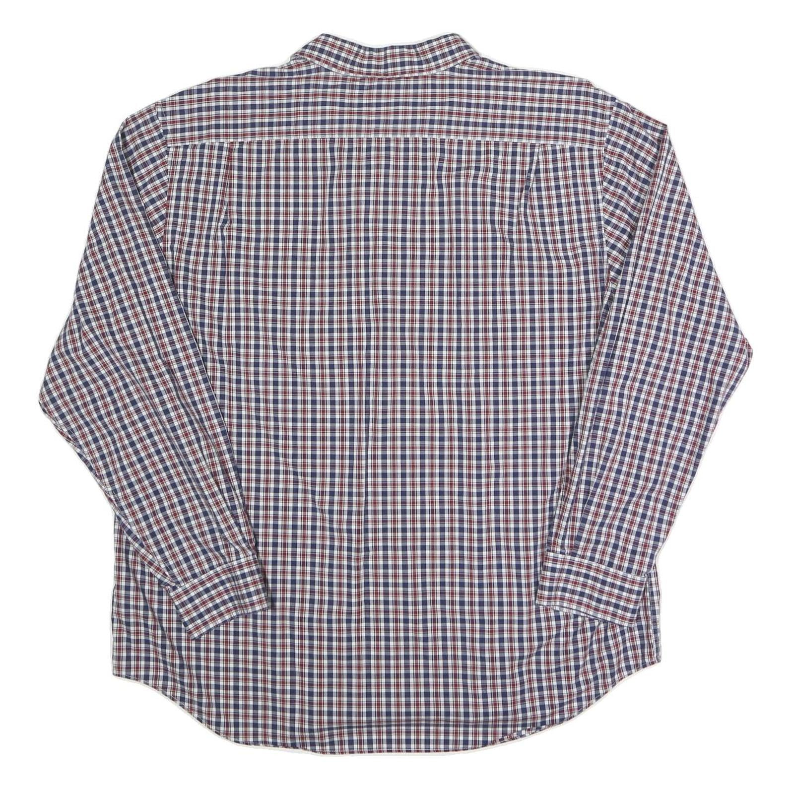 NAUTICA Mens Blue & Red Checked Shirt XL Classic Cotton Blend Long Sleeve Button