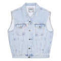PUEBLO Mens Blue Denim Sleeveless Cotton Button Jacket M Casual Vest