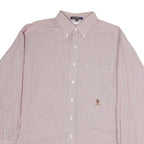 TOMMY HILFIGER Mens Red & White Stripe Shirt XL Button Down Collar Classic Fit