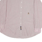TOMMY HILFIGER Mens Red & White Stripe Shirt XL Button Down Collar Classic Fit
