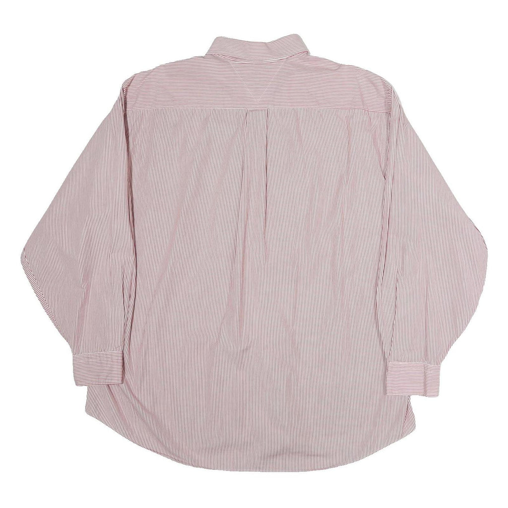 TOMMY HILFIGER Mens Red & White Stripe Shirt XL Button Down Collar Classic Fit