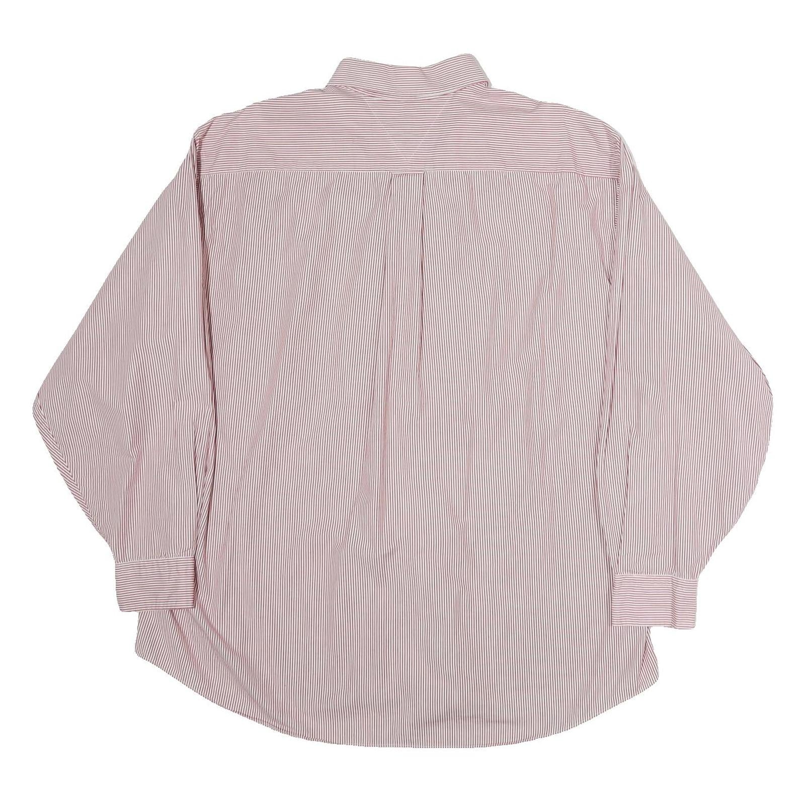 TOMMY HILFIGER Mens Red & White Stripe Shirt XL Button Down Collar Classic Fit