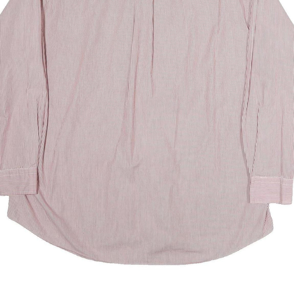 TOMMY HILFIGER Mens Red & White Stripe Shirt XL Button Down Collar Classic Fit