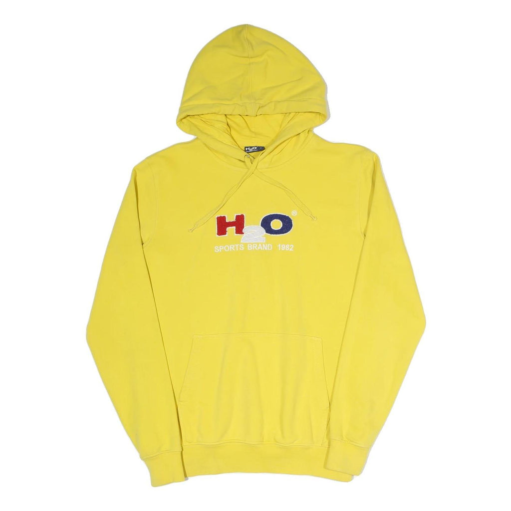 H2O DENMARK Mens Yellow Hoodie S Cotton Blend Pullover Sports Brand 1982
