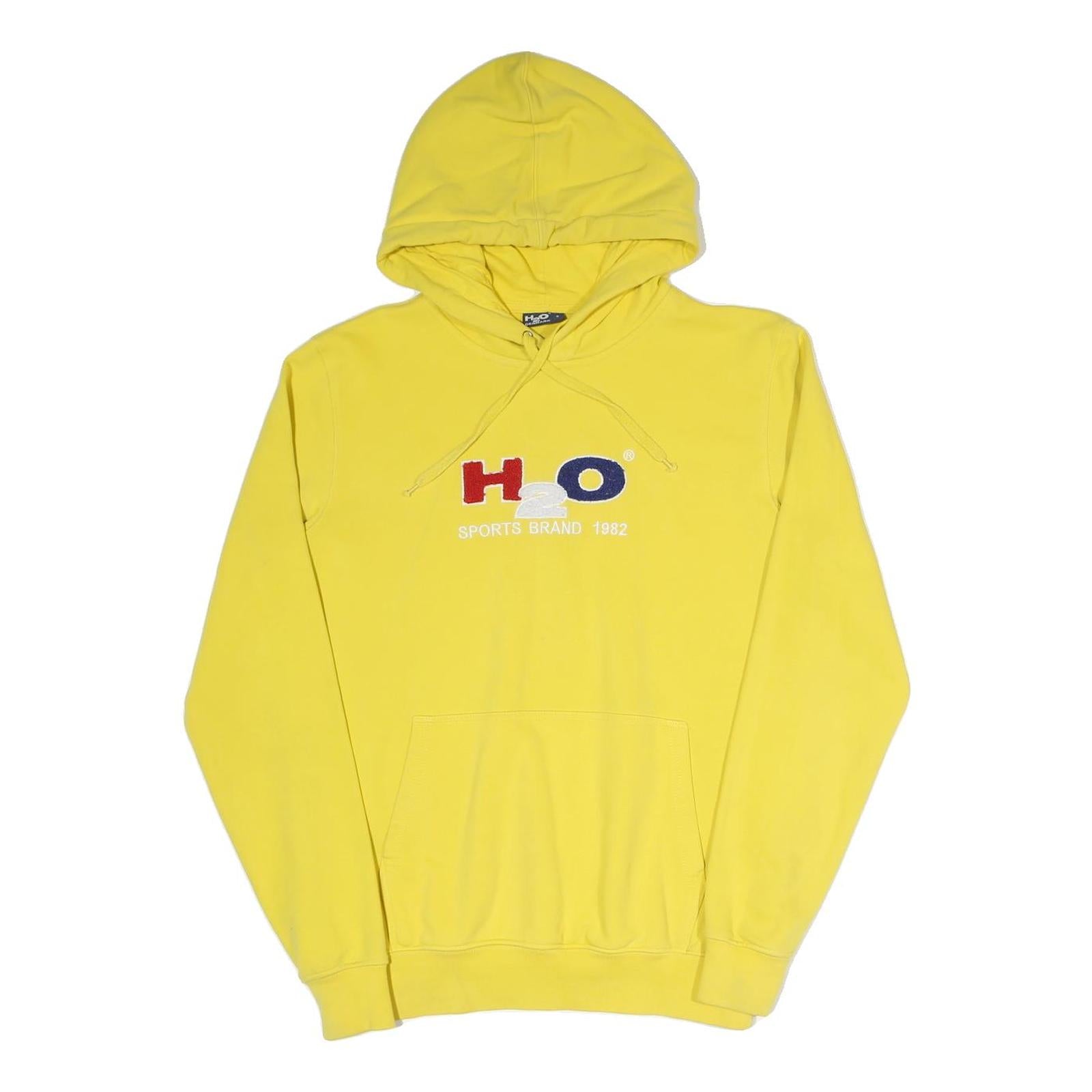 H2O DENMARK Mens Yellow Hoodie S Cotton Blend Pullover Sports Brand 1982