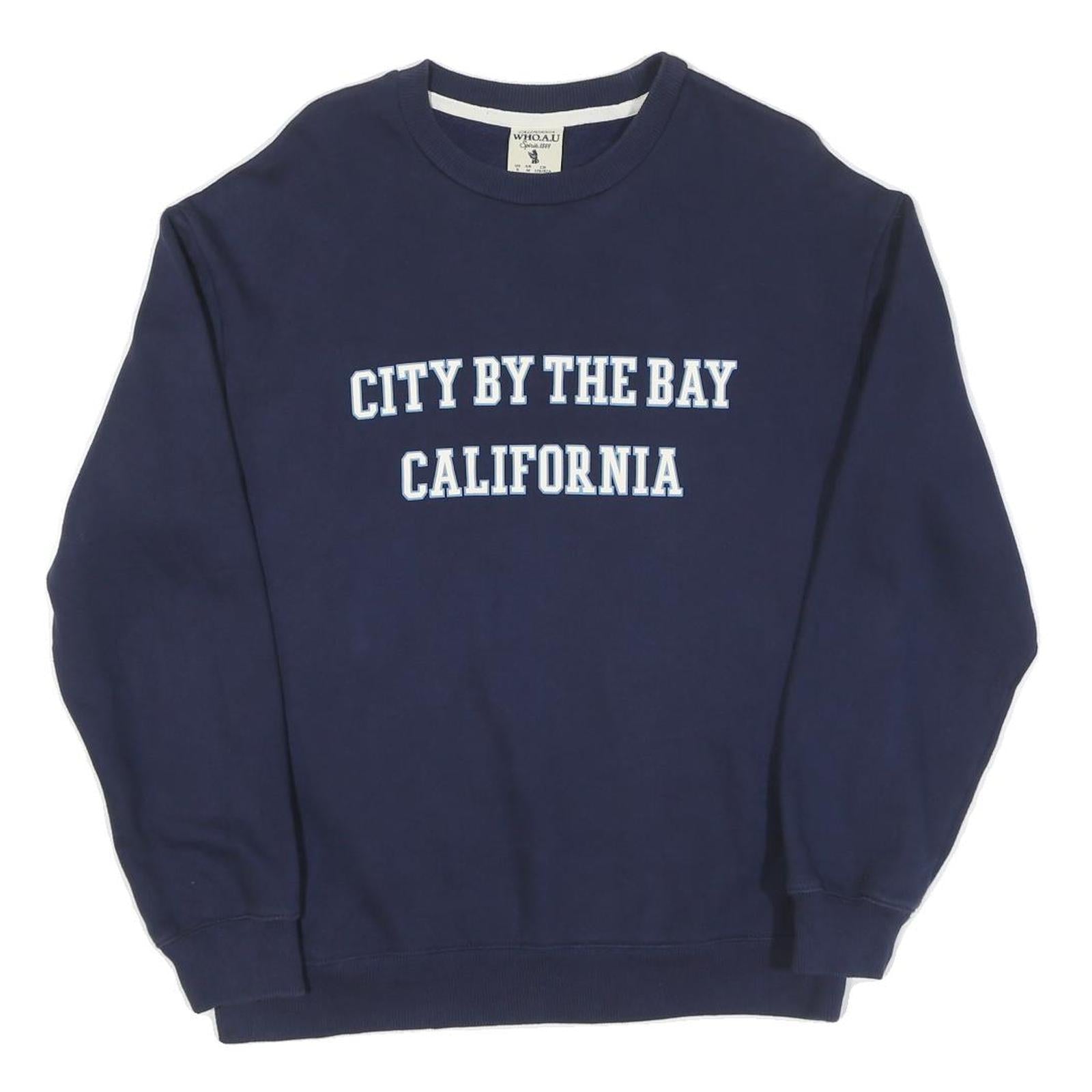 Mens Navy Sweatshirt City By The Bay California Crew Neck M Casual Cotton