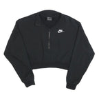 NIKE Womens Black 1/4 Zip Sweatshirt S Cropped Cotton Blend Pullover