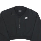 NIKE Womens Black 1/4 Zip Sweatshirt S Cropped Cotton Blend Pullover