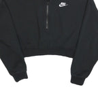 NIKE Womens Black 1/4 Zip Sweatshirt S Cropped Cotton Blend Pullover