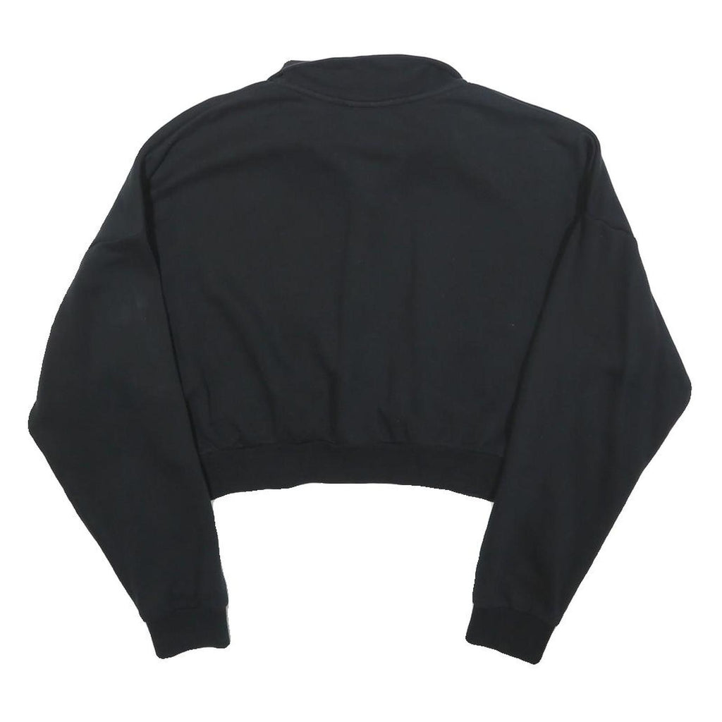 NIKE Womens Black 1/4 Zip Sweatshirt S Cropped Cotton Blend Pullover