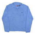 CHAPS Mens Blue Patterned Pullover Jumper V-Neck Basic Knit M Cotton Ribbed