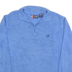 CHAPS Mens Blue Patterned Pullover Jumper V-Neck Basic Knit M Cotton Ribbed