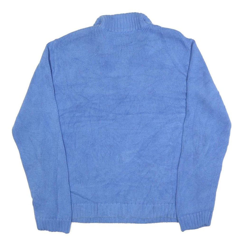 CHAPS Mens Blue Patterned Pullover Jumper V-Neck Basic Knit M Cotton Ribbed