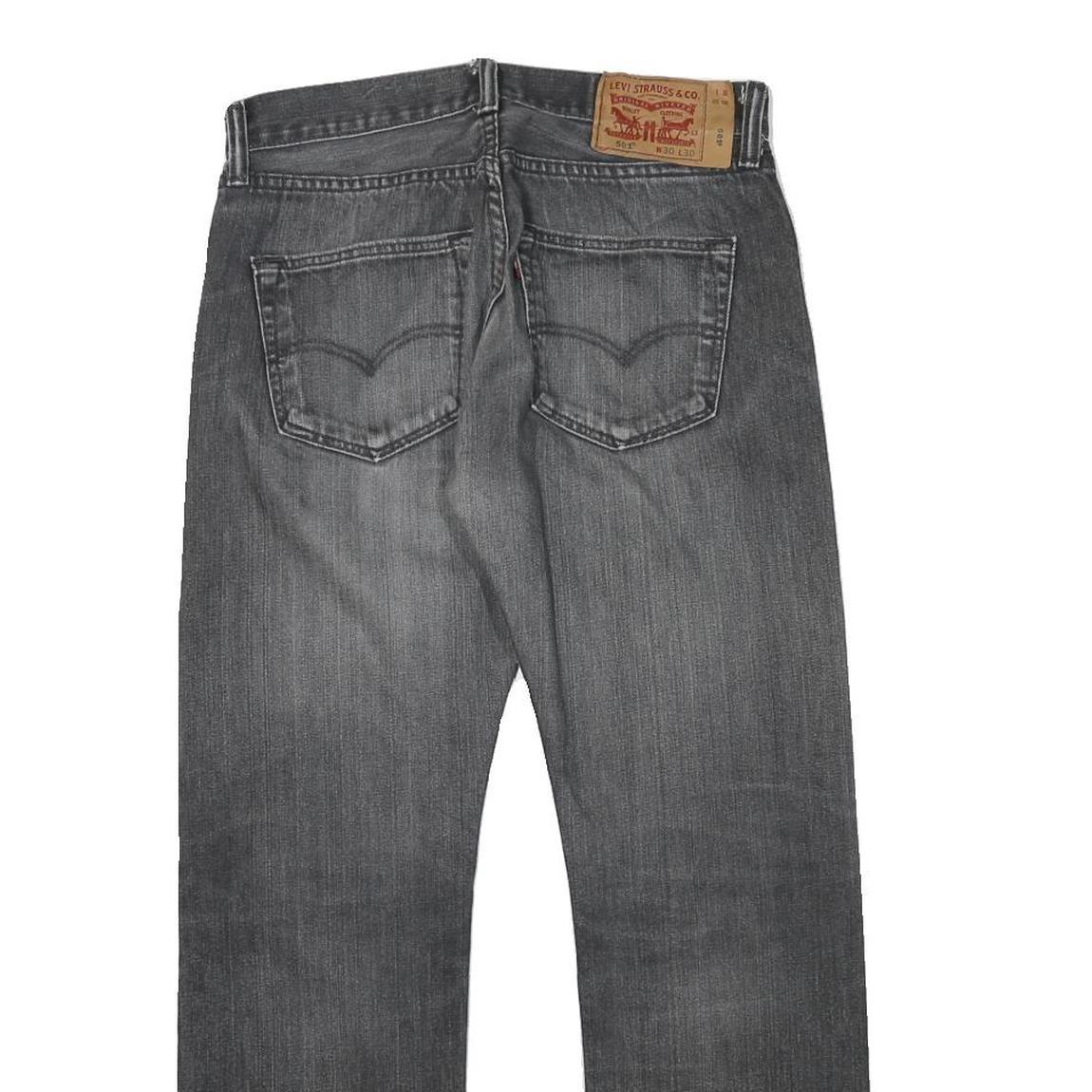 LEVI'S 501 Mens Grey Regular Straight Denim Dark W30 L27 Button Closure Jeans