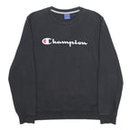 CHAMPION Mens Black Cotton Blend Crew Neck L L Logo Sweatshirt