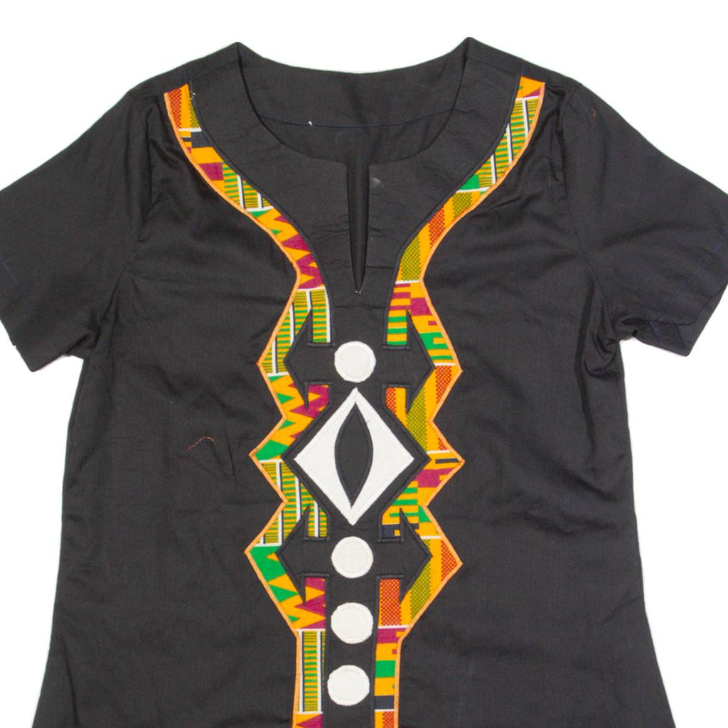 Womens Shift Dress Black Short Sleeve Knee Length S