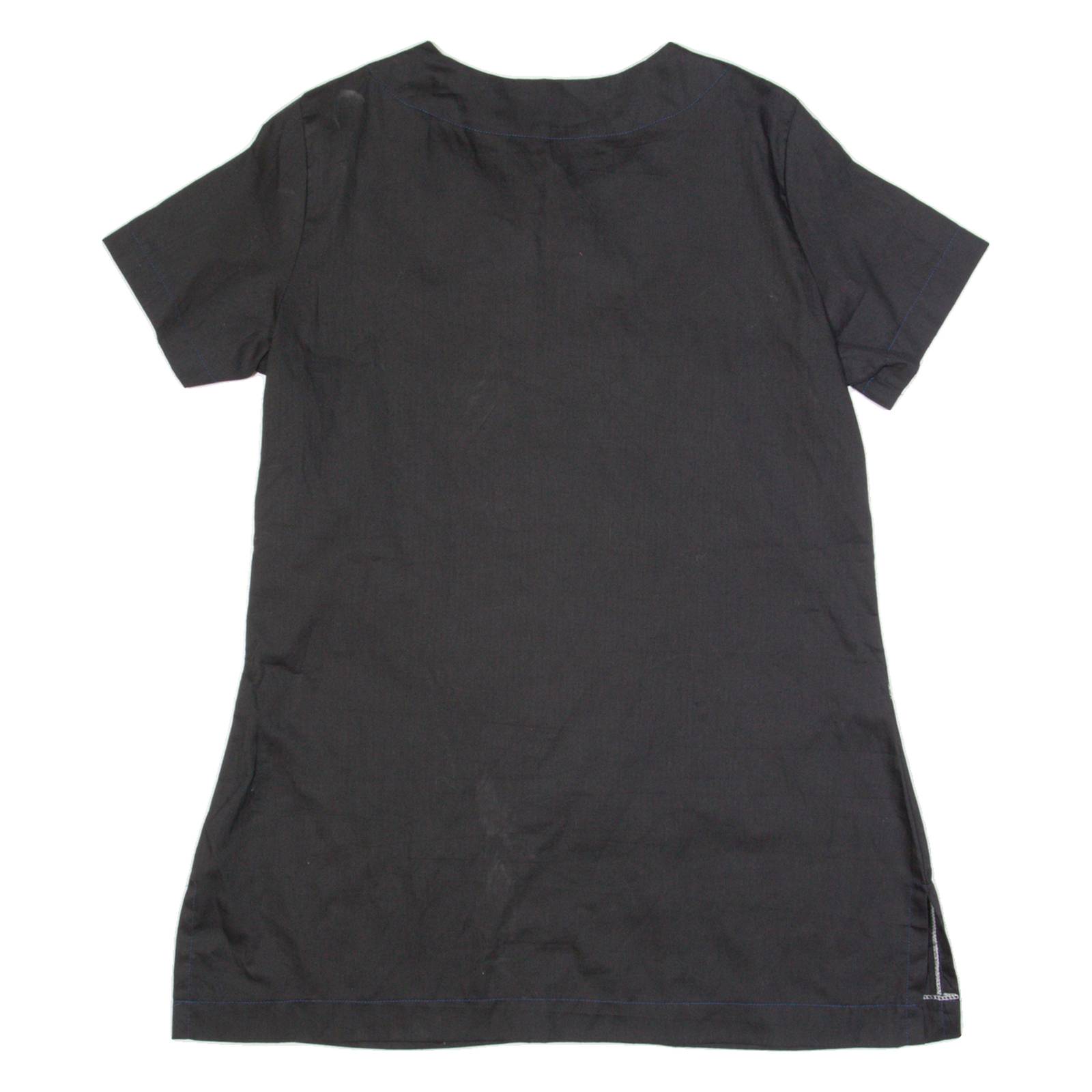 Womens Shift Dress Black Short Sleeve Knee Length S