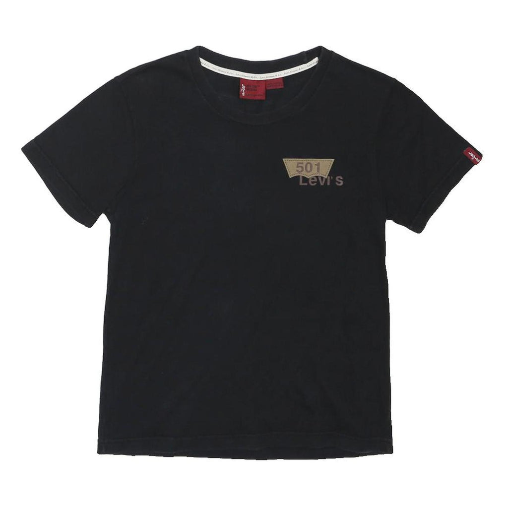 LEVI'S Girls Black 501 Graphic T-Shirt M Short Sleeve Crew Neck Cotton