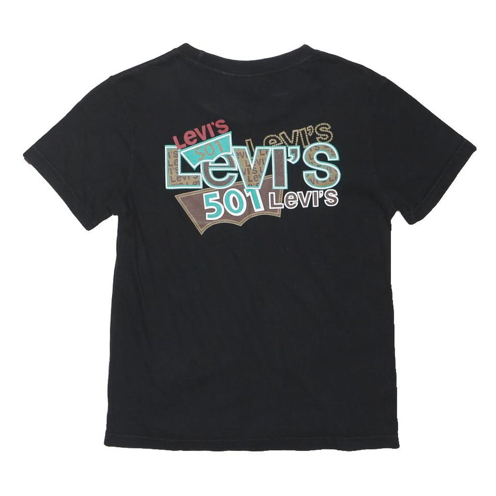 LEVI'S Girls Black 501 Graphic T-Shirt M Short Sleeve Crew Neck Cotton