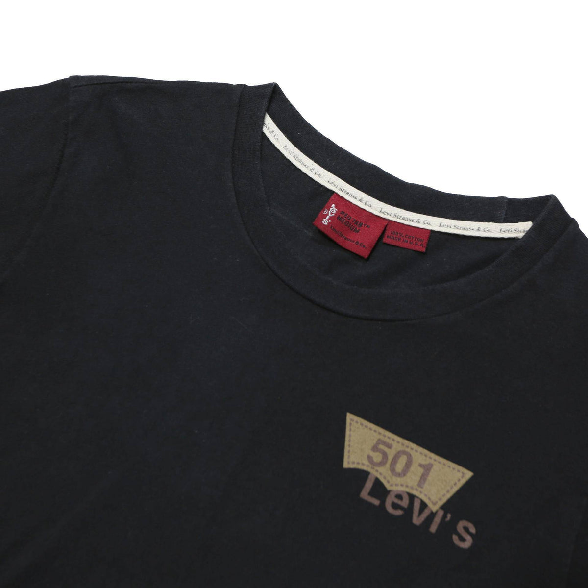 LEVI'S Girls Black 501 Graphic T-Shirt M Short Sleeve Crew Neck Cotton