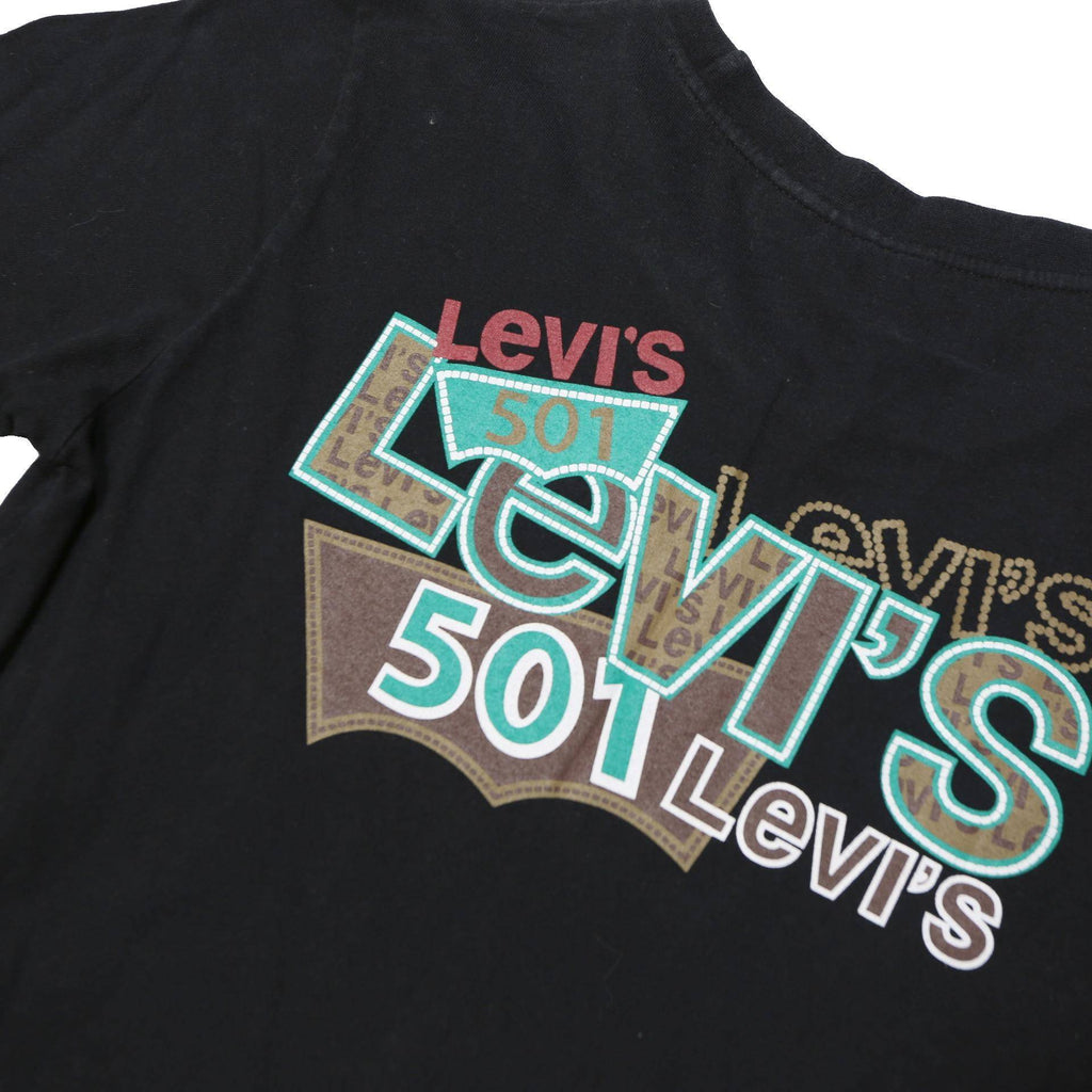 LEVI'S Girls Black 501 Graphic T-Shirt M Short Sleeve Crew Neck Cotton