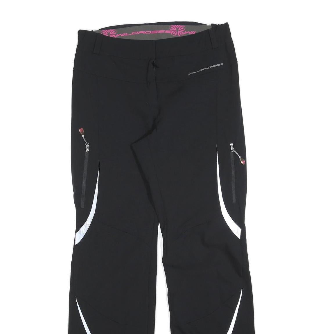 WILDROSES Womens Polyester Blend Black Regular Fit Straight Trousers W30 L32