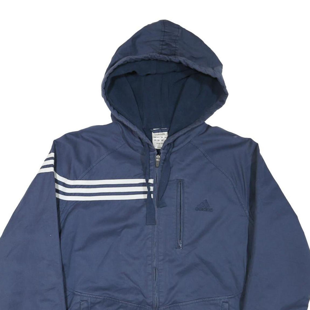 ADIDAS Mens Blue Zip Hooded Jacket Polyester Blend Sporty L Casual Outerwear