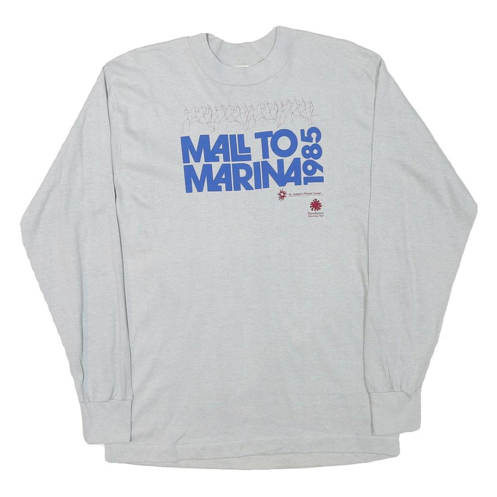 HEF-T Mens Grey Mail To Marina 1985 Graphic Long Sleeve Crew Neck T-Shirt L