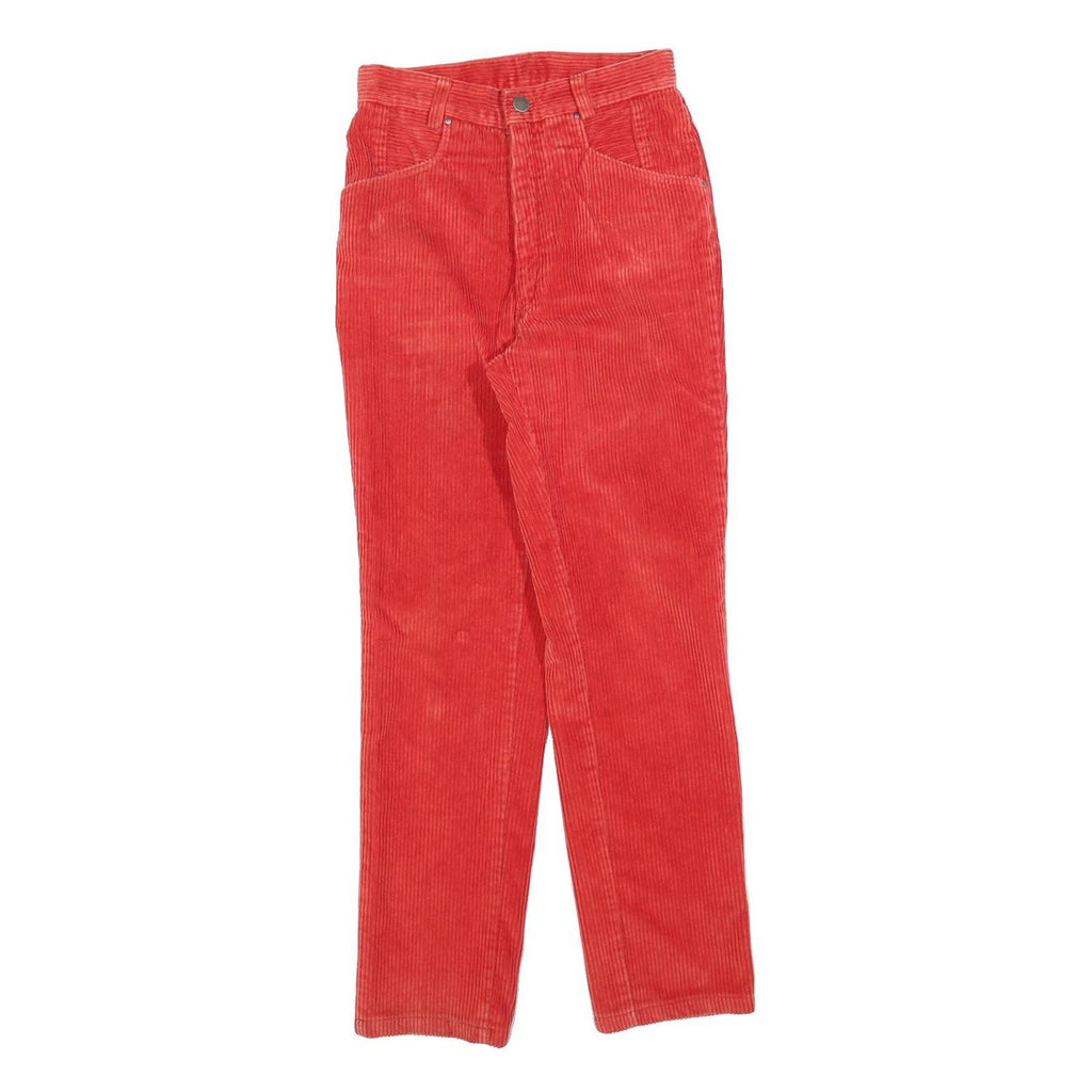 Womens Cotton Blend Slim Red Corduroy Trousers W25 L28 Zip Closure Stylish