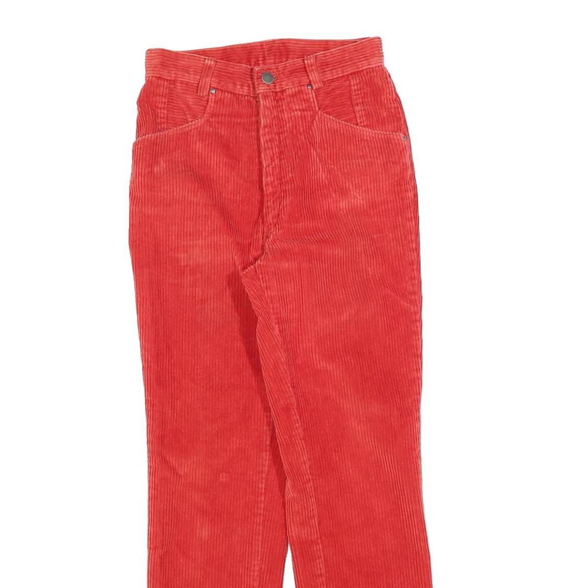 Womens Cotton Blend Slim Red Corduroy Trousers W25 L28 Zip Closure Stylish