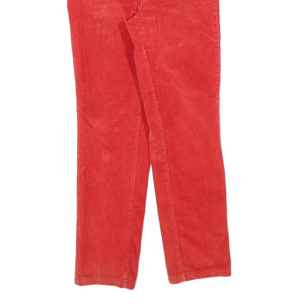 Womens Cotton Blend Slim Red Corduroy Trousers W25 L28 Zip Closure Stylish