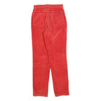 Womens Cotton Blend Slim Red Corduroy Trousers W25 L28 Zip Closure Stylish