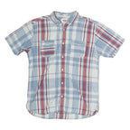 LEVI'S Mens Blue & Red Check Shirt S Cotton Button Short Sleeve Casual