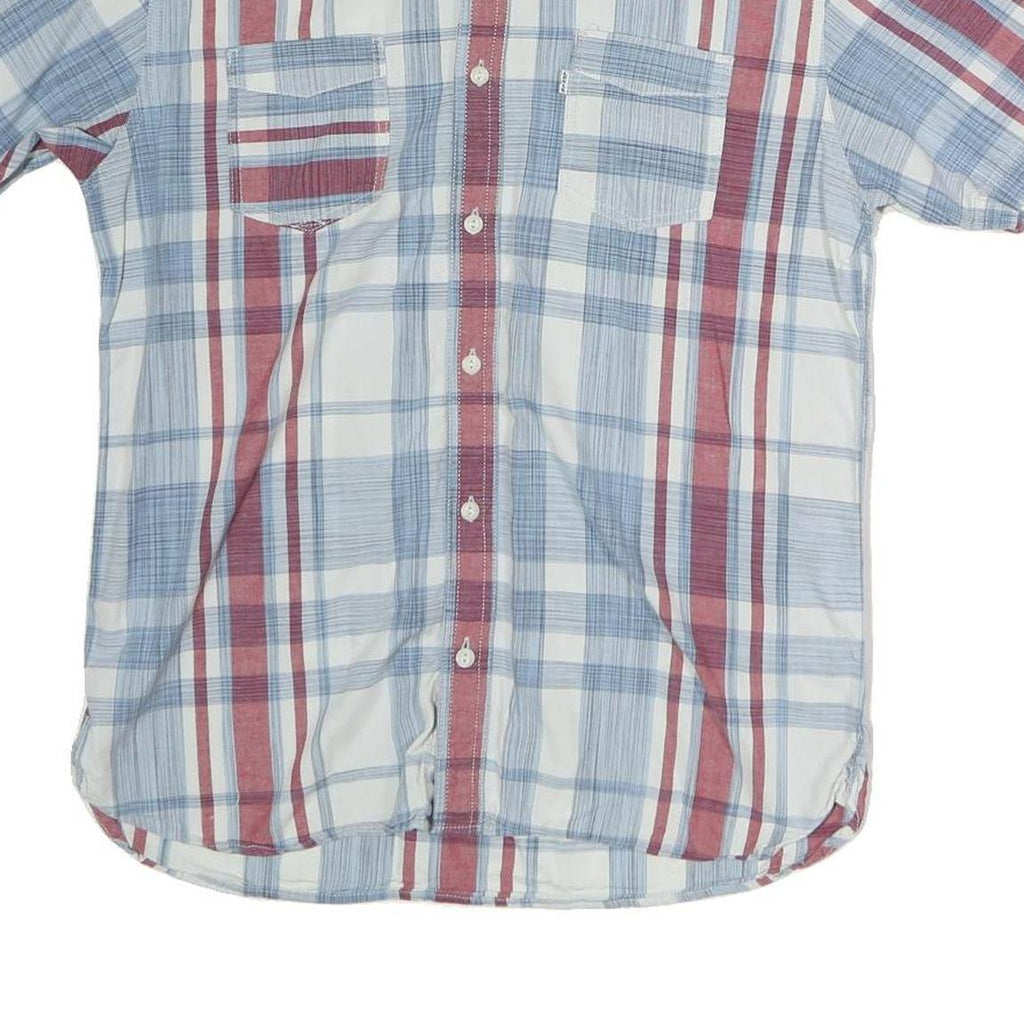LEVI'S Mens Blue & Red Check Shirt S Cotton Button Short Sleeve Casual