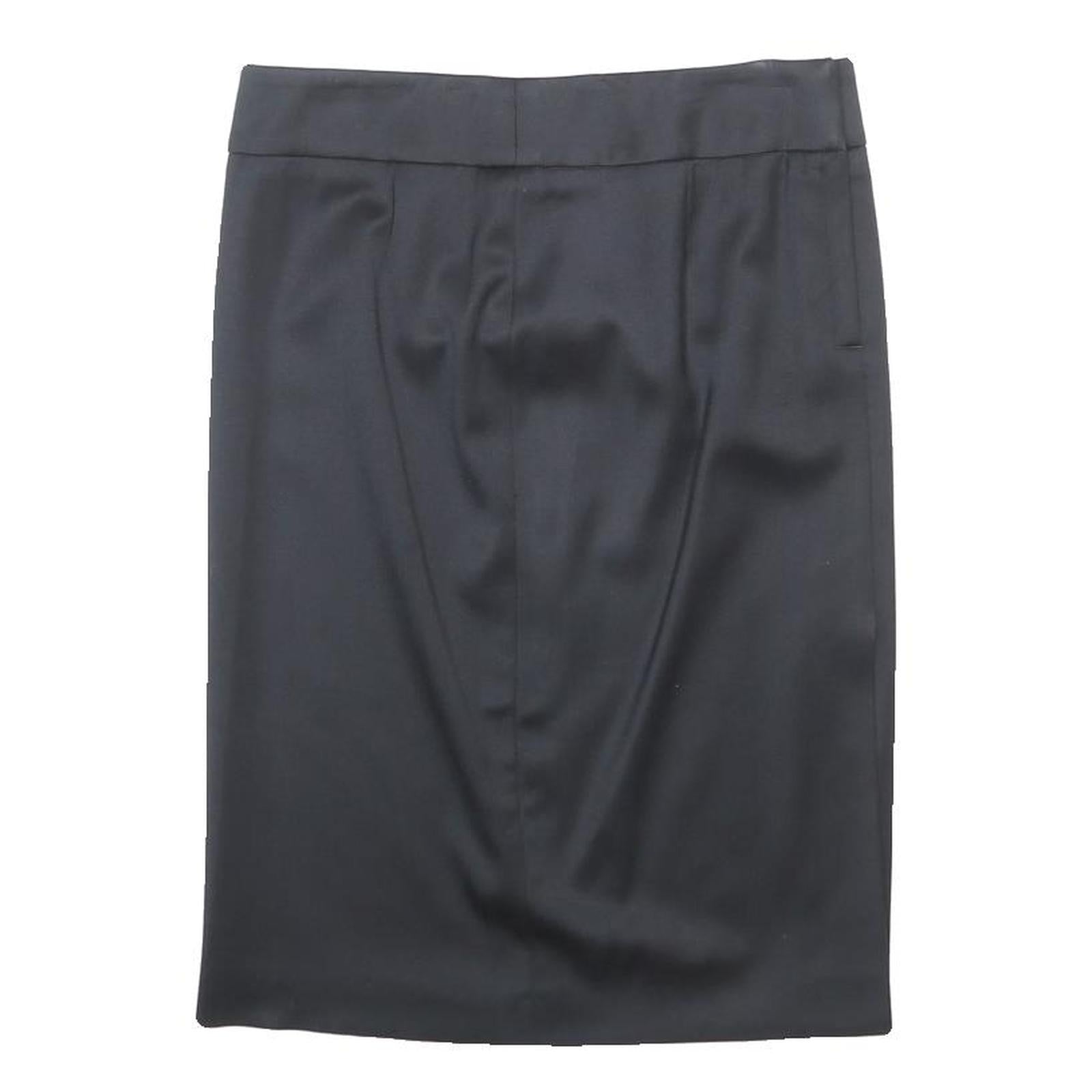 BOSS HUGO BOSS Womens Black Pencil Knee Length Wool Blend Skirt UK 8 Office