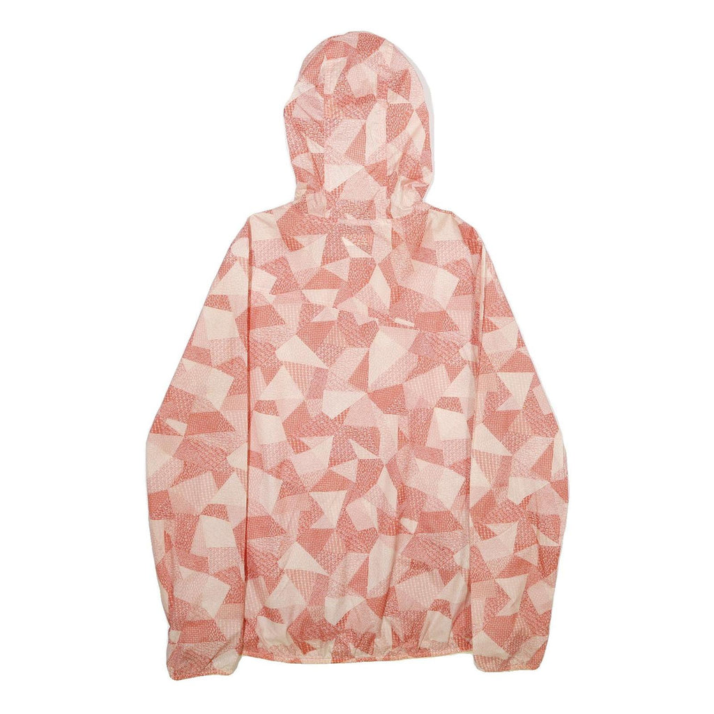 COLUMBIA Womens Pink & Cream Geometric Polyester Hooded Jacket L Zip Outdoor