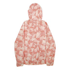 COLUMBIA Womens Pink & Cream Geometric Polyester Hooded Jacket L Zip Outdoor