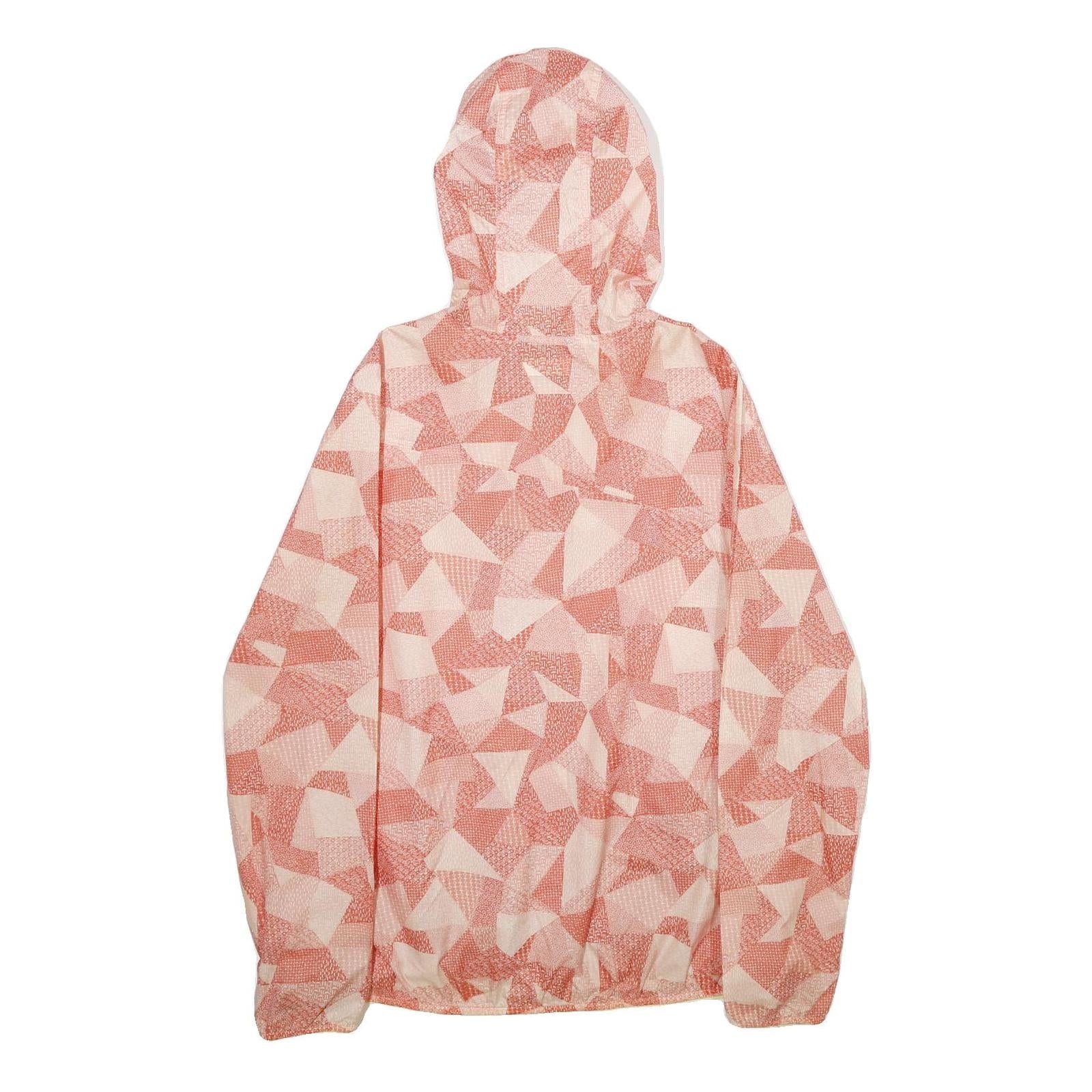 COLUMBIA Womens Pink & Cream Geometric Polyester Hooded Jacket L Zip Outdoor