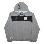 KAPPA Mens Grey & Black Hoodie L Cotton Blend Logo Pullover Casual Sweatshirt