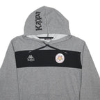 KAPPA Mens Grey & Black Hoodie L Cotton Blend Logo Pullover Casual Sweatshirt