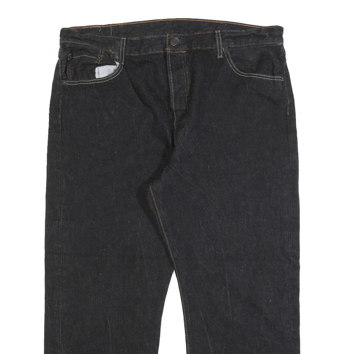 LEVI'S 501 Mens Jeans Black Regular Straight Denim Raw W39 L26 Button Closure