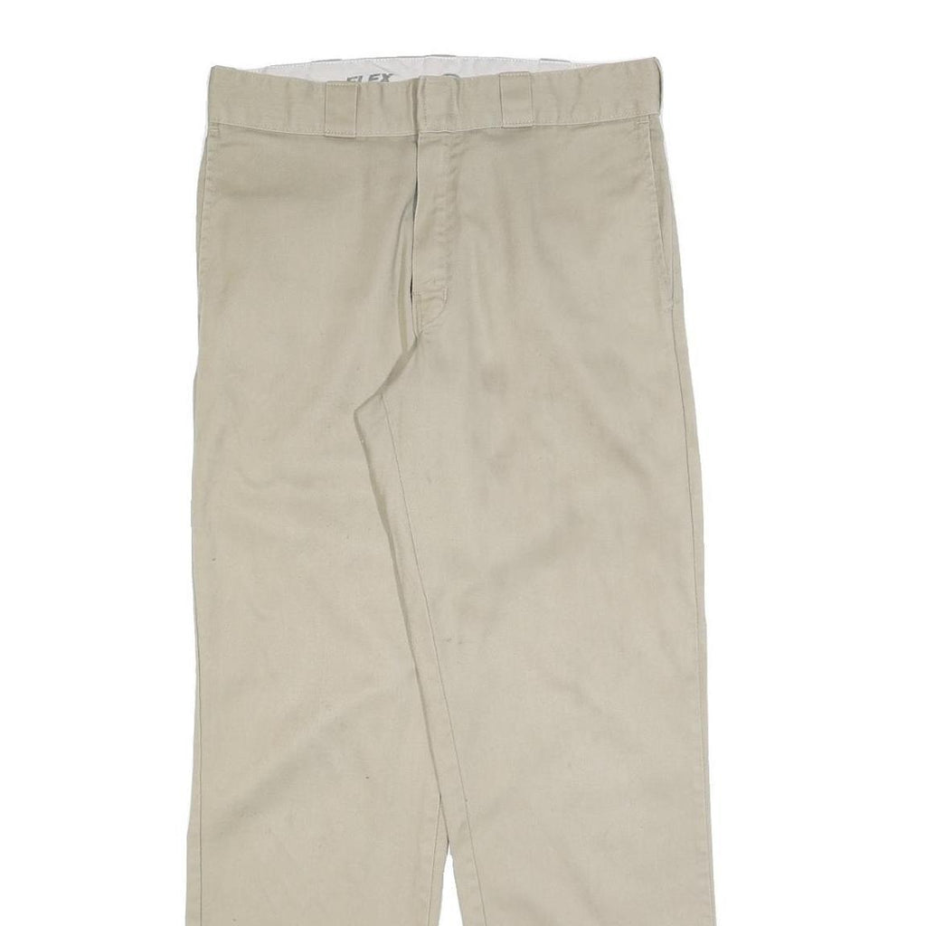 DICKIES Mens Cotton Blend Beige Regular Fit Straight Leg Trousers W30 L32