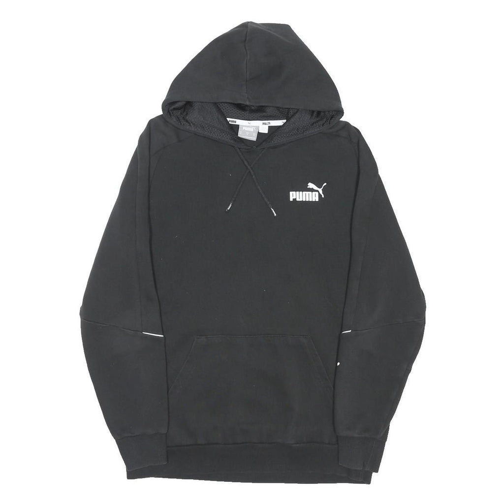 PUMA Mens Black Cotton Blend Pullover Hoodie M Sports Logo Sweatshirt