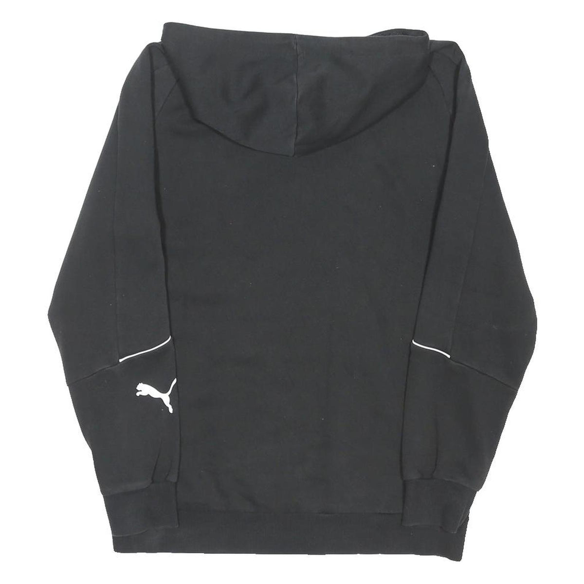PUMA Mens Black Cotton Blend Pullover Hoodie M Sports Logo Sweatshirt