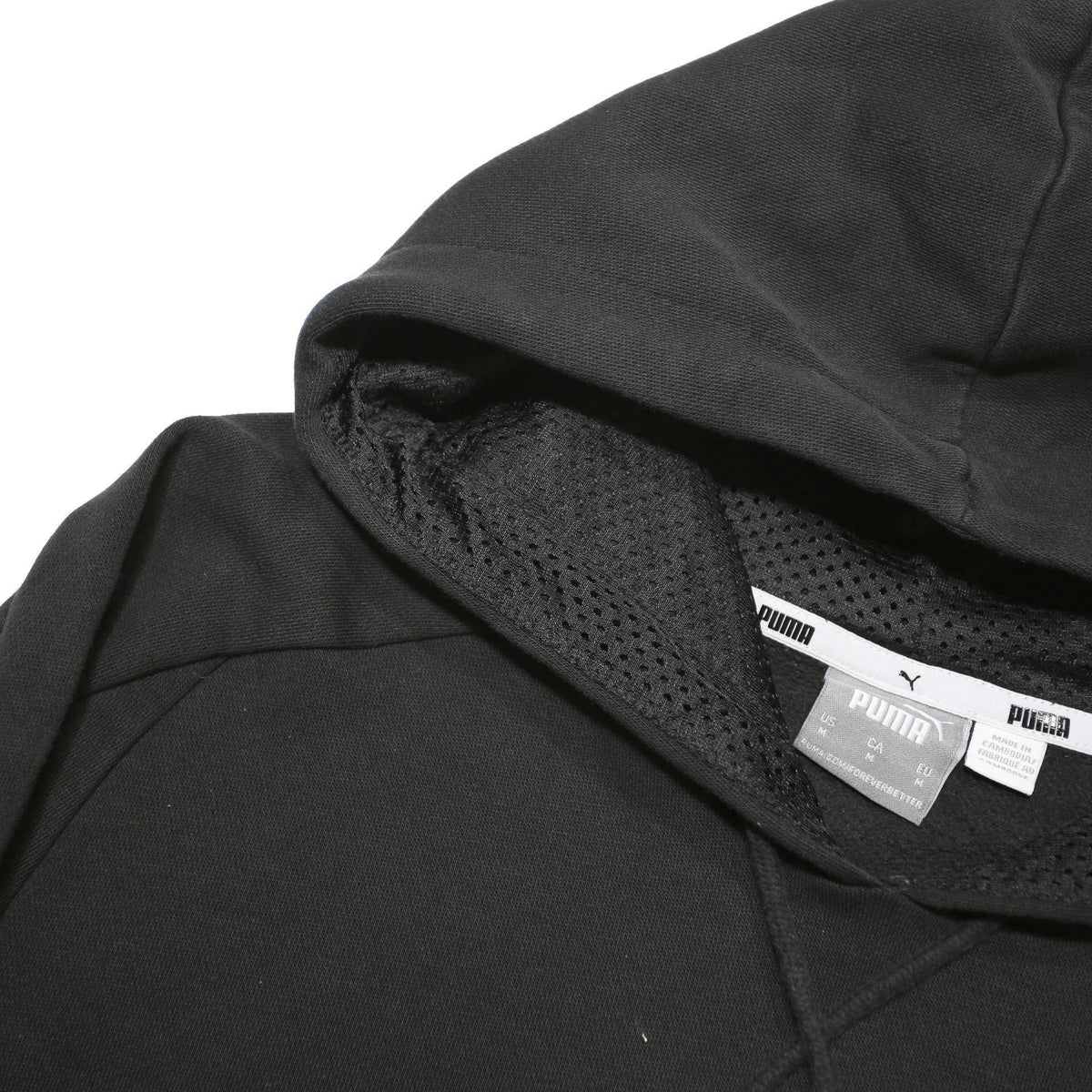PUMA Mens Black Cotton Blend Pullover Hoodie M Sports Logo Sweatshirt