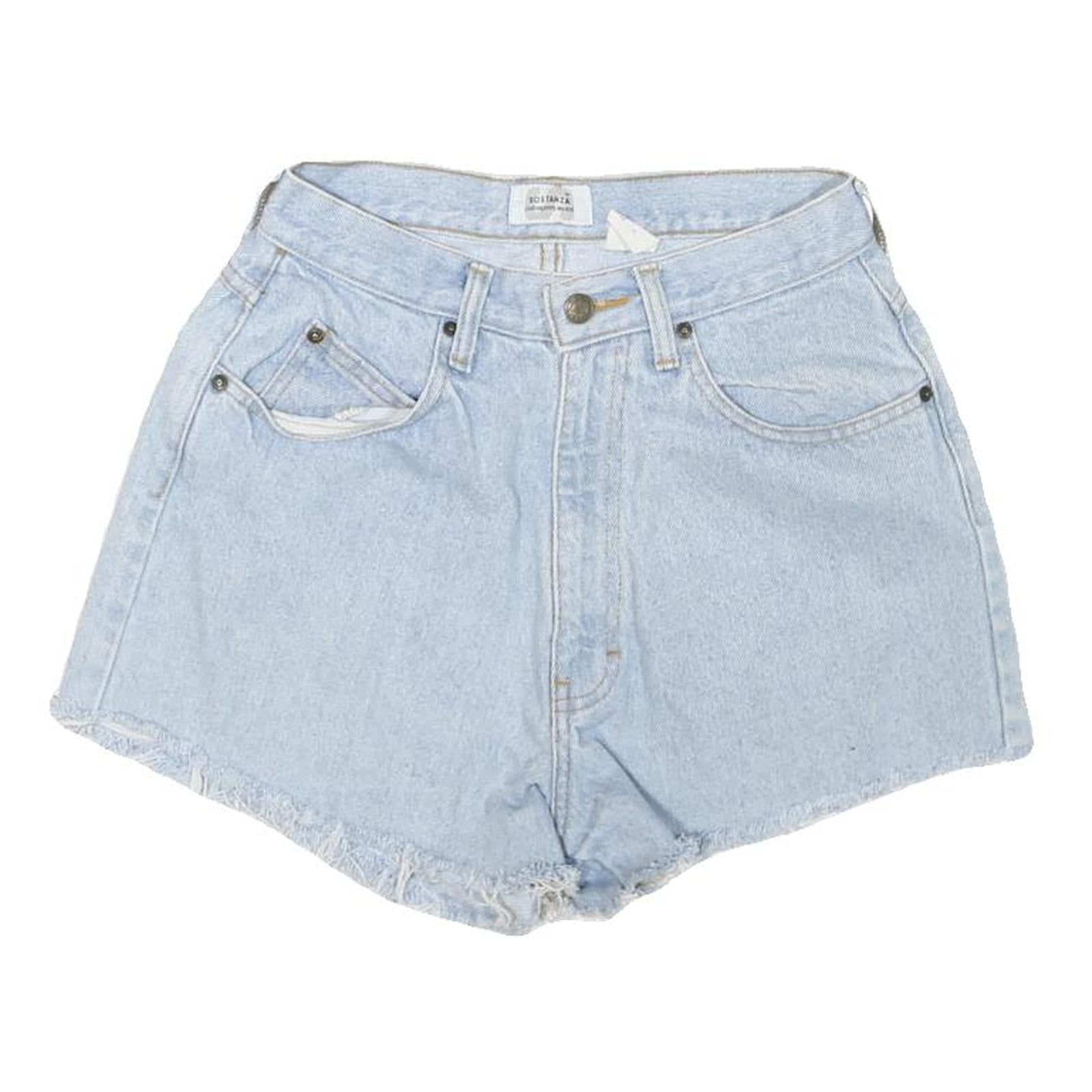 SOSTANZA Womens Shorts Blue Denim Casual M W26 Frayed Hem Relaxed Fit