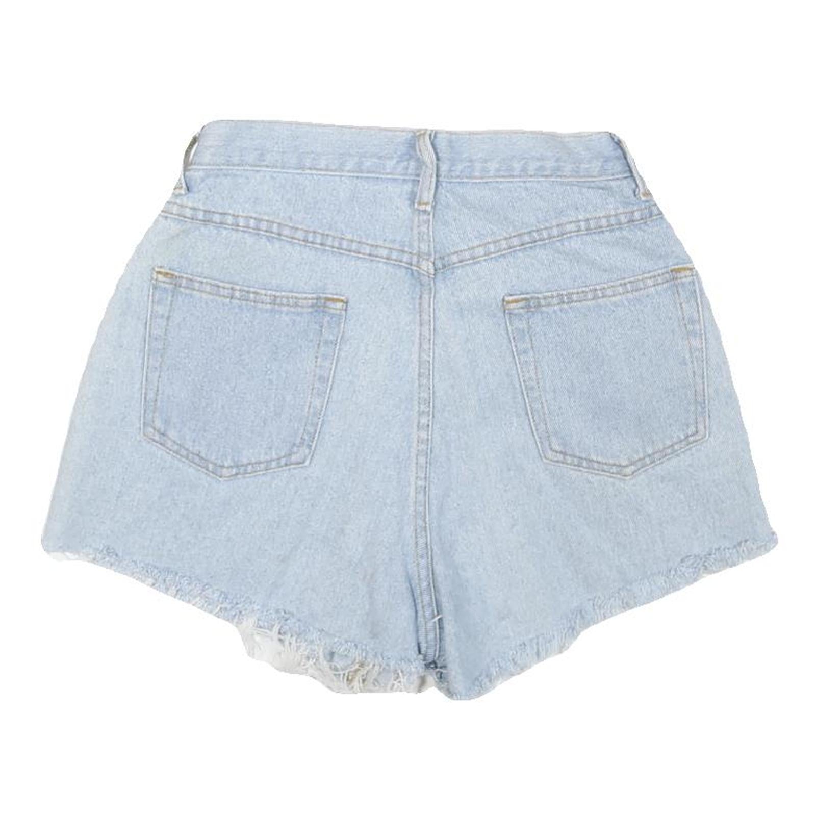 SOSTANZA Womens Shorts Blue Denim Casual M W26 Frayed Hem Relaxed Fit