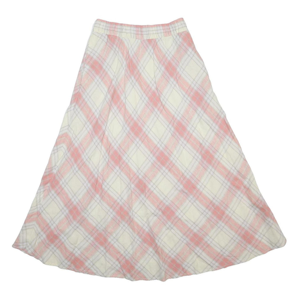 RALPH LAUREN DENIM & SUPPLY Womens Cream & Pink Plaid A-Line Midi Linen Skirt M