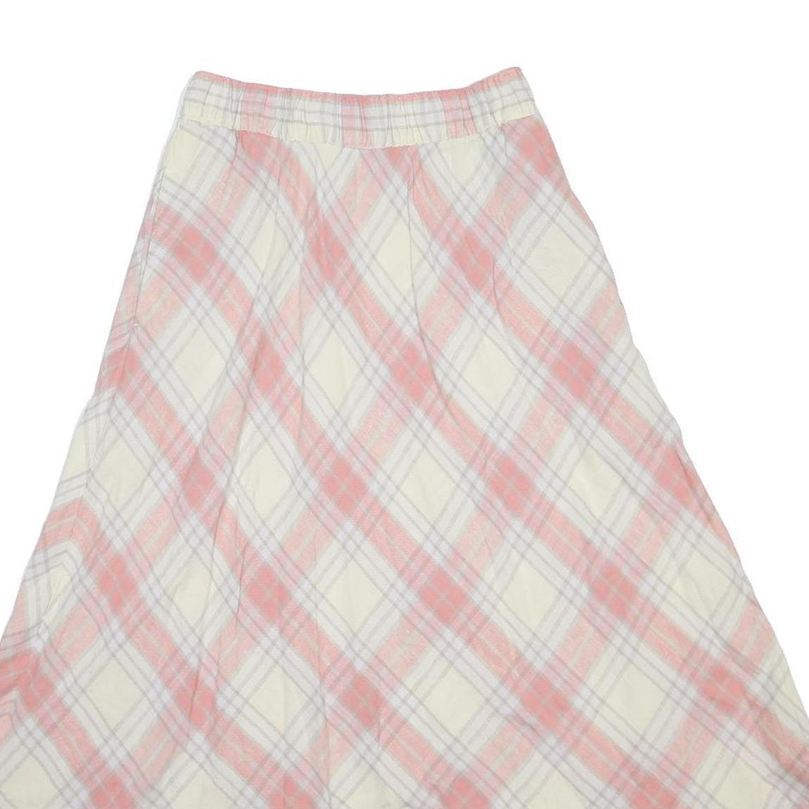 RALPH LAUREN DENIM & SUPPLY Womens Cream & Pink Plaid A-Line Midi Linen Skirt M